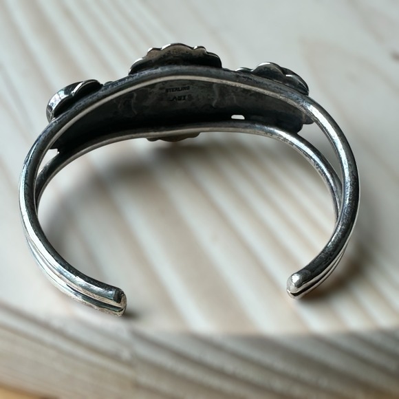 VTG Irv Monte Navajo Cuff Bracelet Size 6 Pink Rhodochrosite Cabs Sterling 43.7g - Picture 5 of 10